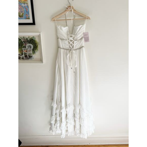 V. CHAPMAN NWT The Scarlette Halter Maxi Dress in White Size 6 - Picture 8 of 10